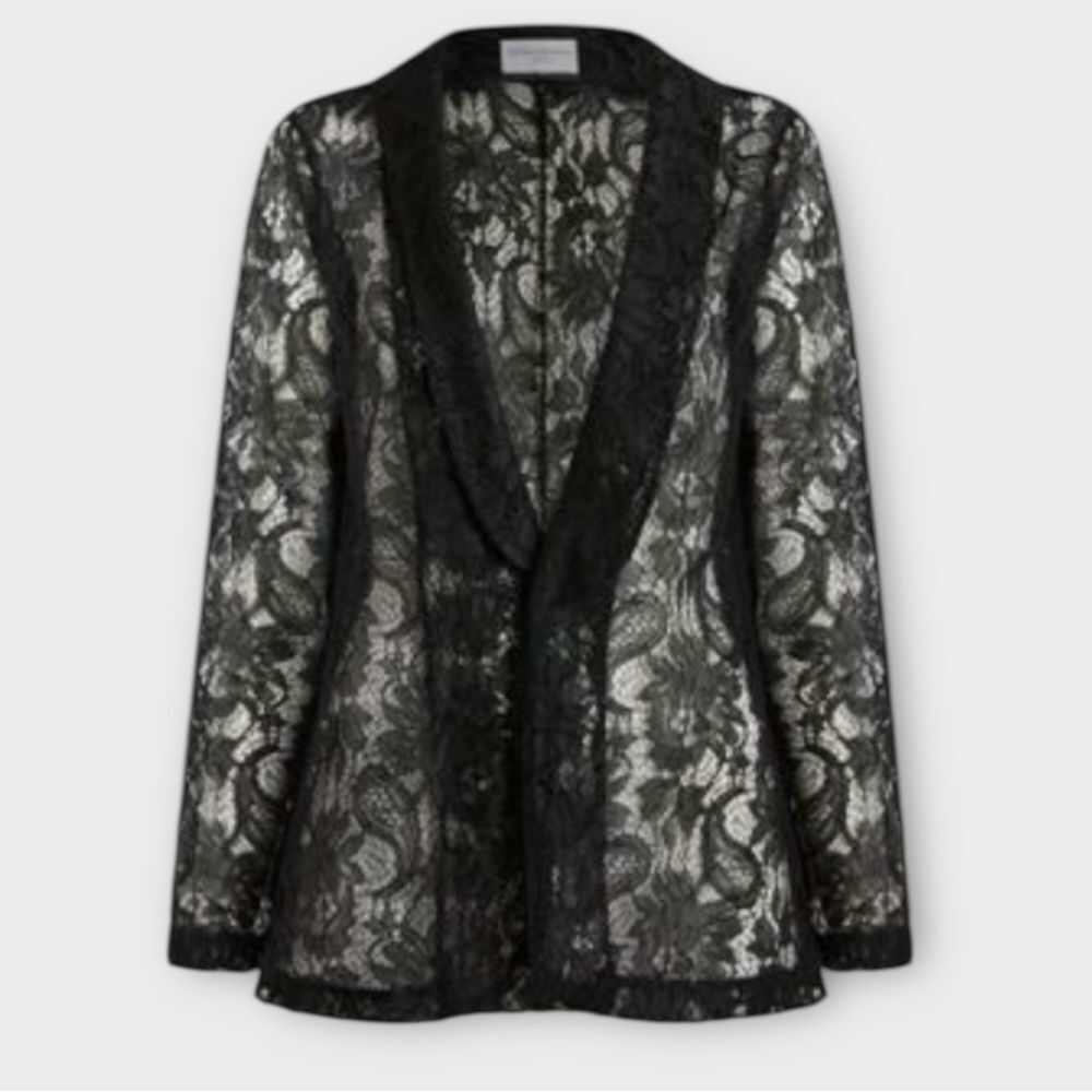 James Lakeland Sheer Lace Open Front  Blazer in Black Women’s Size M NWT